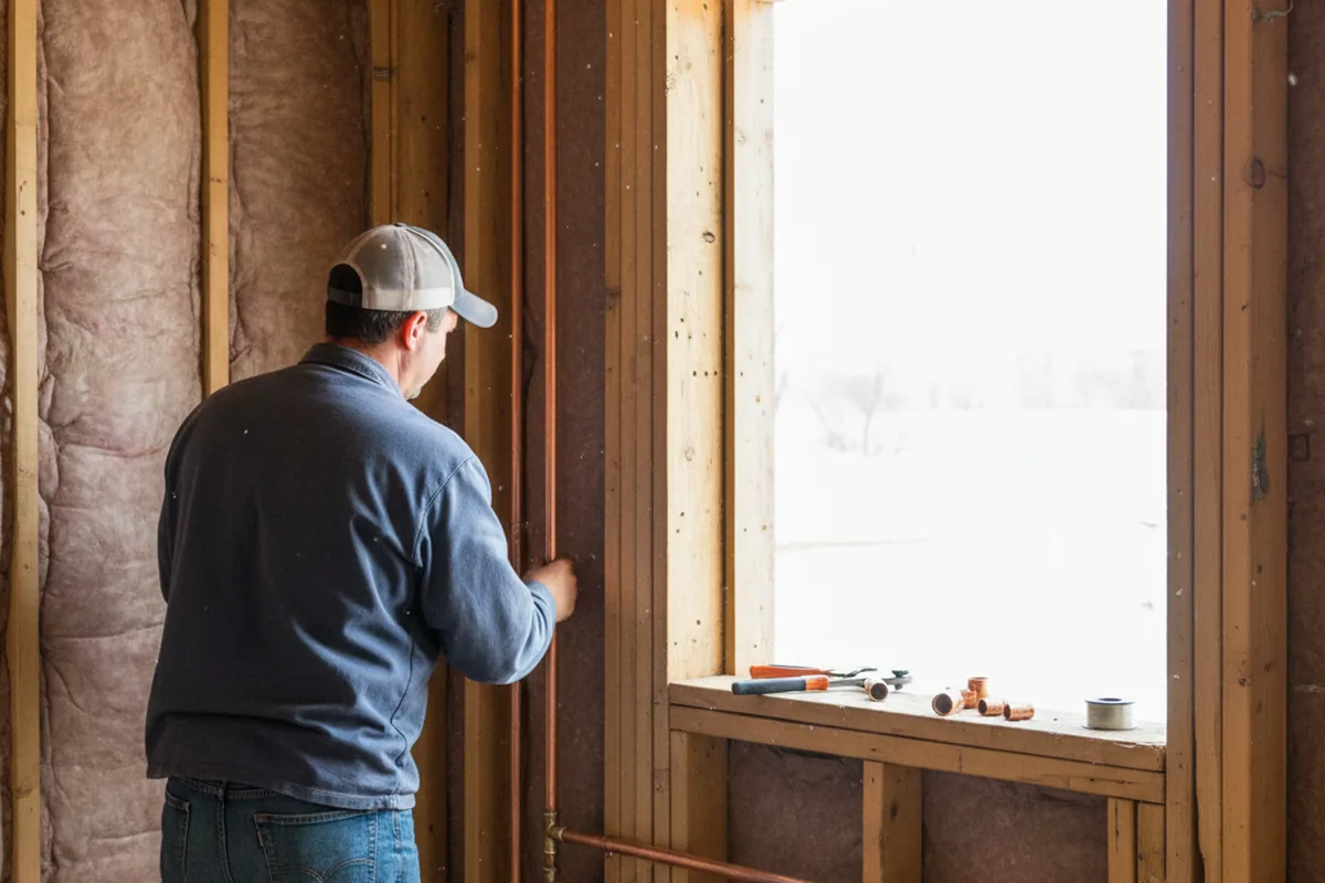 Licensed plumber running new copper supply lines in a Saratoga home