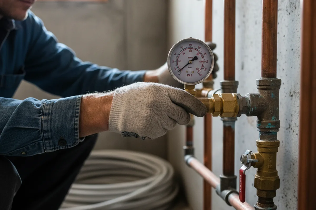 Pressure testing a repaired line during Water Line Repair in Saratoga